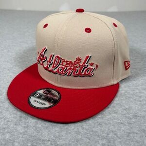 New Era Atlanta Braves Hat One Size 9FIFTY Art 2-Tone Snapback Baseball Cap NEW‎